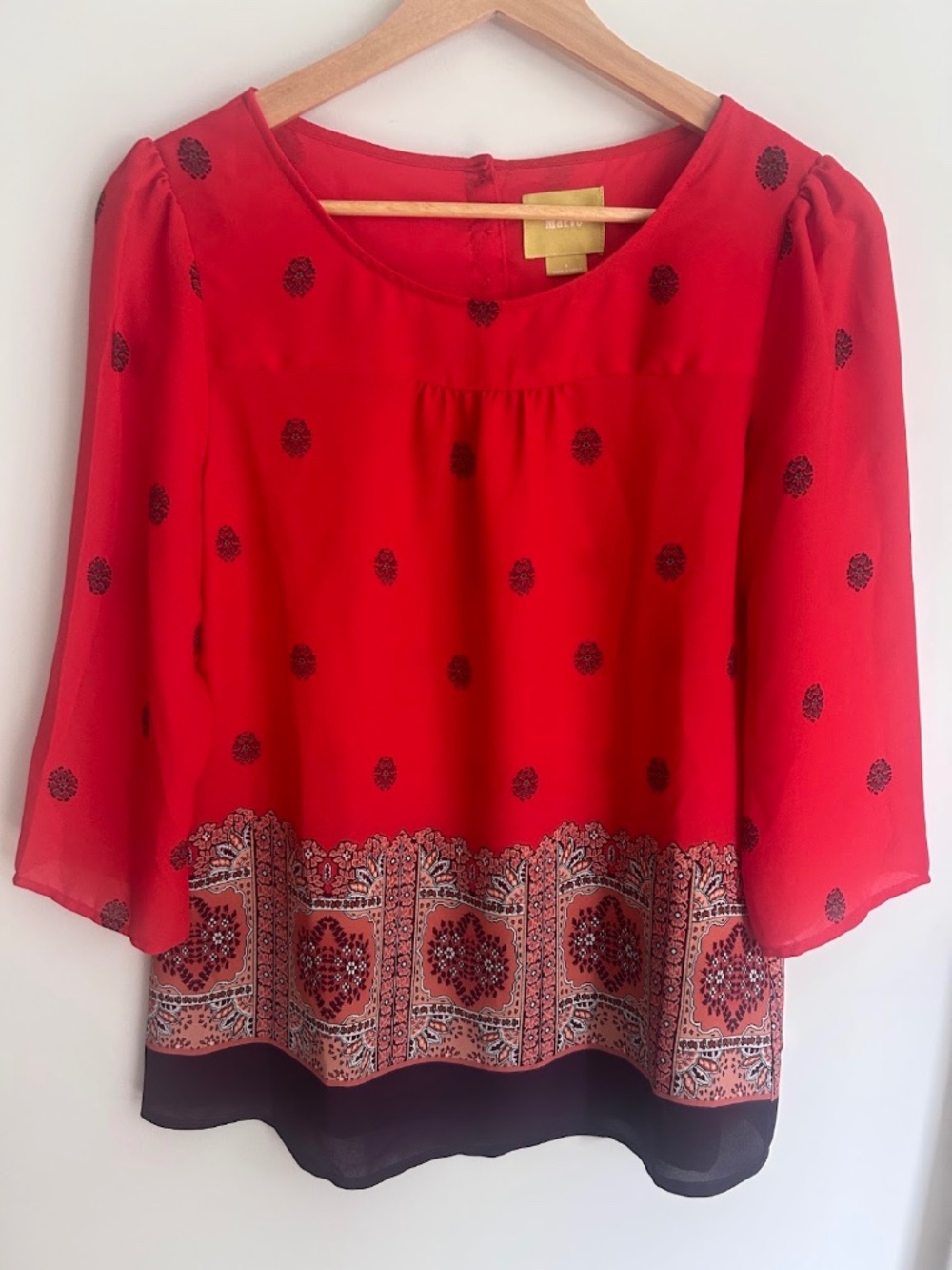 Maeve Anthropologie Red Boho Blouse